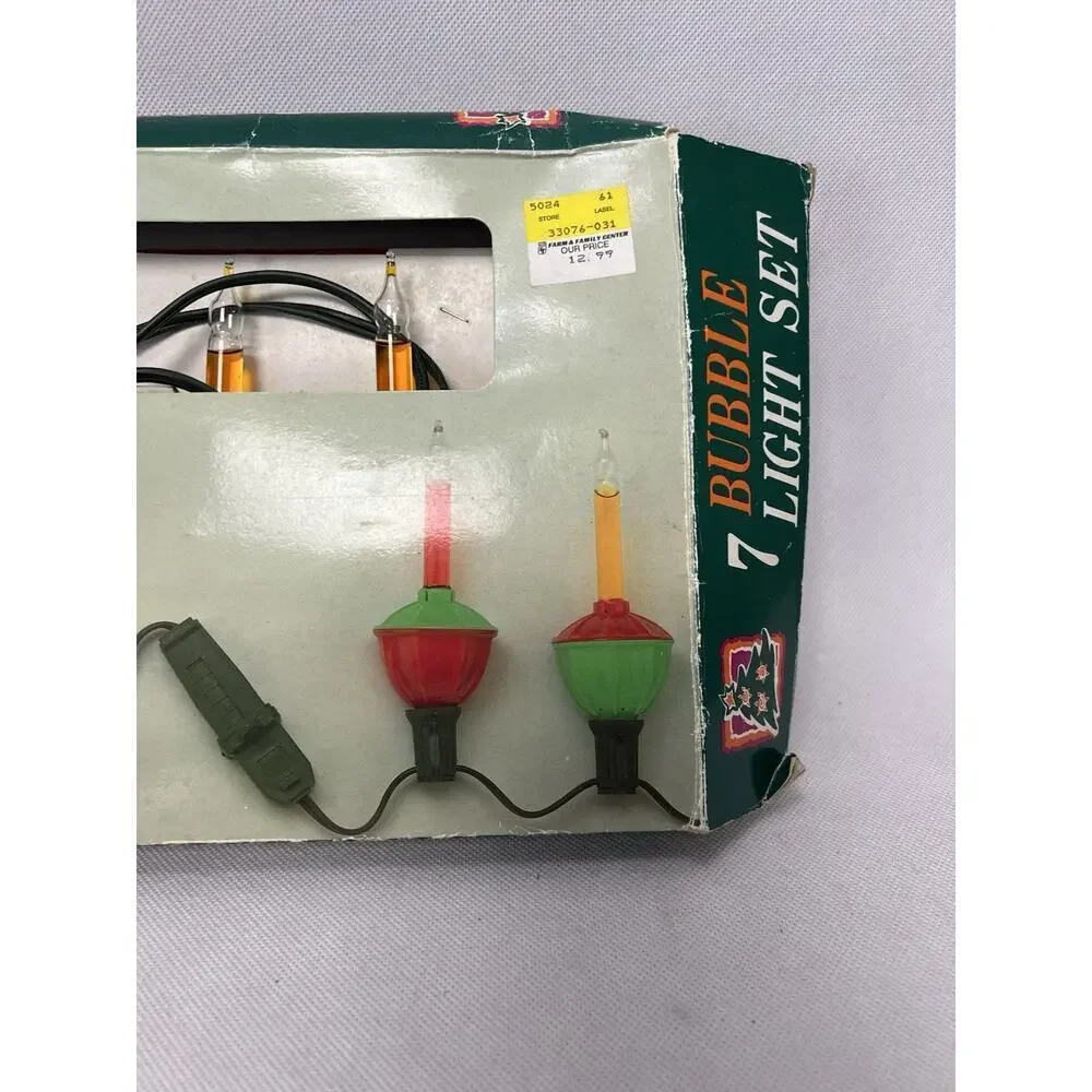 VTG Bubbling Lights Christmas Tree Holiday Decorative - 7 light set